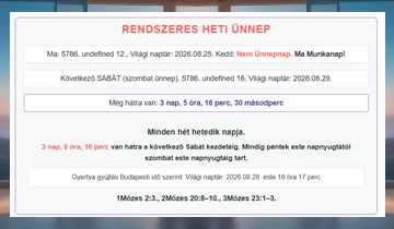 Automatikus héber dátumkijelző widget előnézet